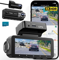 Dash Cam Front Rear 4K Built-in GPS 5GHz WiFi, 3.39’’ IPS Screen