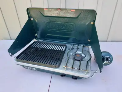 Coleman propane grill and single burner stove. Model 9921-454C, View more