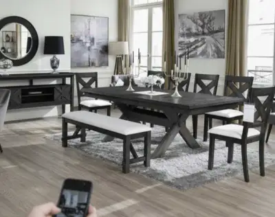 FarmBrook Wooden Dining Set - Brand New, View more