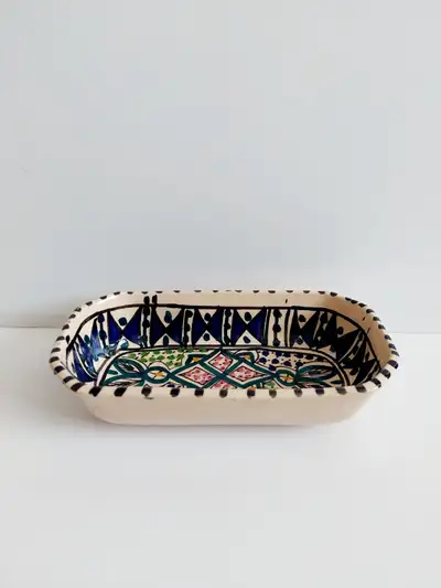 Hand painted ceramic mini rectangle platter, View more