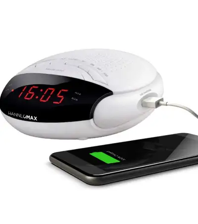 Hannlomax radio réveille alarm clock (white), View more