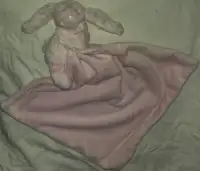 Soft Plush Pink Bunny Rabbit Cuddling a Super Soft Baby Blanket