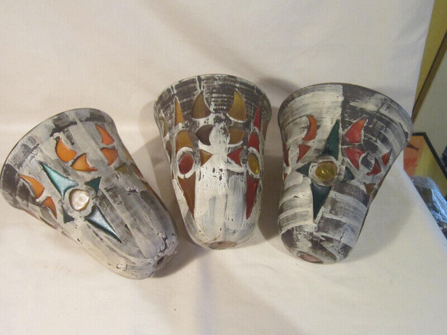 3 Ceramic ~ Light Shades with Faux Stained Glass ~ Artist Signed in Arts & Collectibles in Winnipeg - Image 2