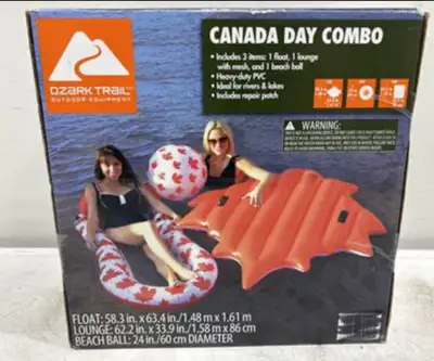 Brand New in Box! Ozark Trail Canada Day 3 Pcs Inflatable Combo Get ready for summer fun with this b...