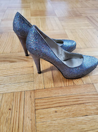 Silver metallic heels