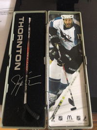Joe Thornton. Mats Sundin hockey stick from the Sharks. 