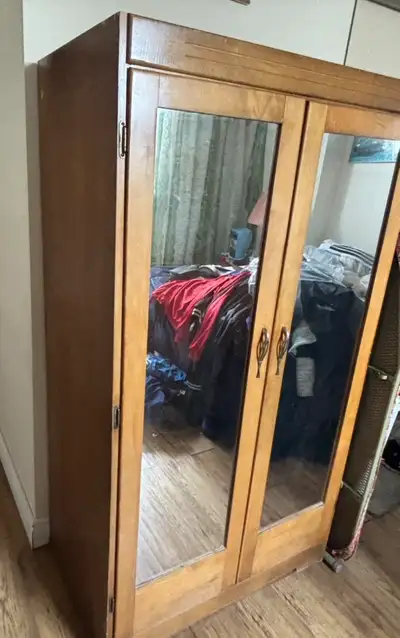 Wooden Wardrobe with Mirrored Doors, View more