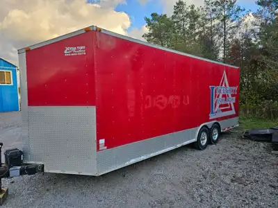 26x8x8 V nose enclosed trailer. Newer tires. 3.5 tonne axles! Tows great. 2 " ball. Fluorescent ligh...