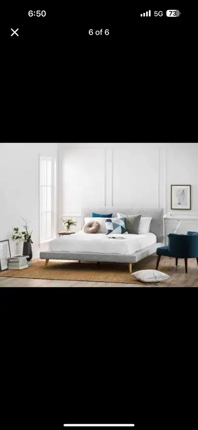 Grey structube Geraldine queen bed for sale. Original price $999 plus tax. Loved and used for couple...