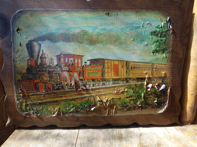 Vintage Print Mounted on Wood Plaque hanging decor dans Art et objets de collection  à Ville de Montréal - Image 4