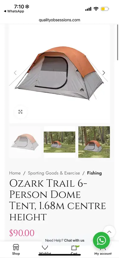 Ozark Trail 6-Person Dome Tent, 1.68m centre height, View more