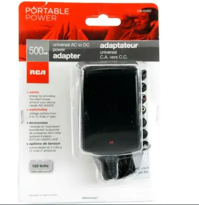 New adaptateur RCA Universal AC to DC Adapter 3 to 12 Volts 500m, View more