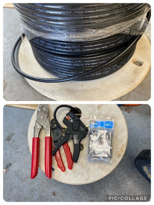 COAXIAL Black Cable RG6 400 ft plus tools in General Electronics in Dartmouth