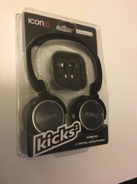 Icon Q Kicks² Earbuds and Swivel Headphones Combo (Black)