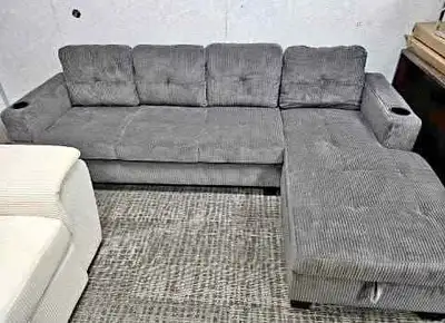Corduroy Sectional Sofa with Chaise Lounge On Sale , View more