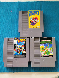 NES GAMES SUPER MARIO 3 WITH BOX, X-MEN, TEENAGE MUTANT NINJA TU