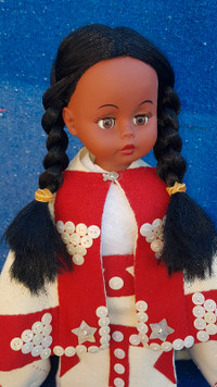 Vintage Native Doll, Tlingit or Haida Button Blanket Regalia Dol