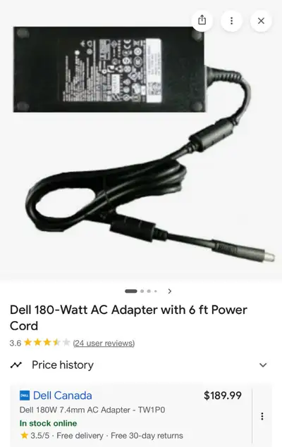 Dell Docks High-Power 180W Adapter, View more