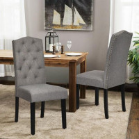 Set Of 2 Tufted Upholstered Dining Chair-Gray