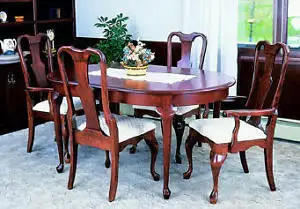 Queen Anne Table with 4 Chairs Set. High Gloss Cherry, View more