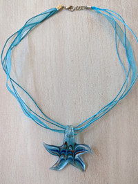 Genuine Murano Hand-BlownGlass Starfish Pendant /Necklace