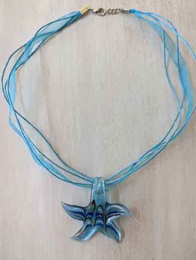 Genuine Murano Hand-BlownGlass Starfish Pendant /Necklace, View more