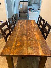 Farmhouse Hand Made Reclaim Wood Table and 6 wooden chairs