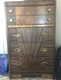 Antique highboy dresser, waterfall style