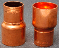 2 - Copper 1" x 3/4" Reducing Couplers