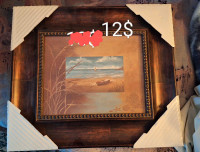 Joli tableau nature bord de mer beau cadre neuf 12$ G: 15" x 13"