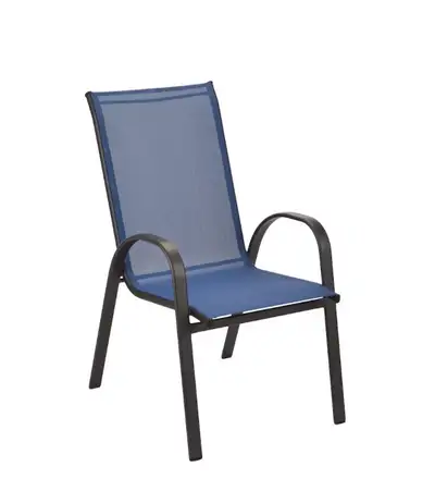 Blue patio chairs & half umbrella, View more