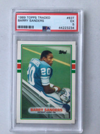 BARRY SANDERS ... 1989 Topps Traded ROOKIE ... PSA 5, 7, 9 ($90)