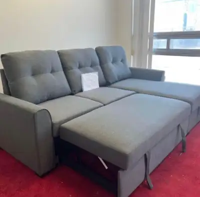 Luxurious Grey Fabric Sectional Sofa Bed with Storage Buy Now , View more