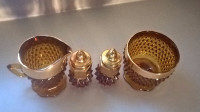 Vintage Indiana Diamond Point Amber Glass 4 Pieces Table Ware
