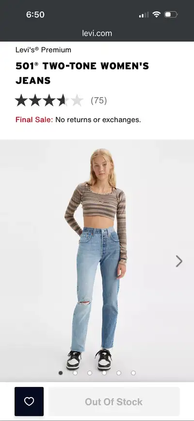 Levis 2 tone 501 women's size 27x30, View more