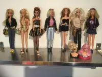 7 x Fashionista Barbie Collector Dolls and Pink Case 