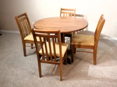Apartment Wooden Adjustable Kitchen Table 4 Chairs very clean, View more