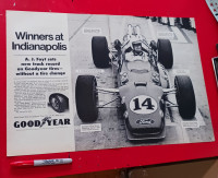 CLASSIC 1967 GOODYEAR TIRES AJ FOYT INDY 500 RACE WINNER AD -