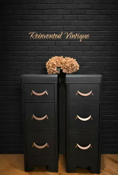Tall Slim Refinished Vintage Nightstands, View more