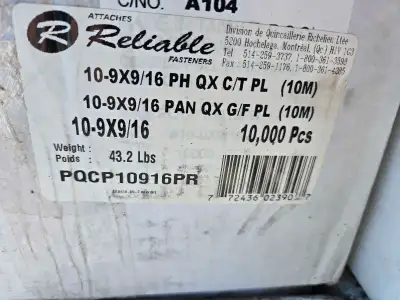 For sale boxes of tapping screws #10 size 9/16 long 10,000 screws per box,43 pounds per box $20 per...