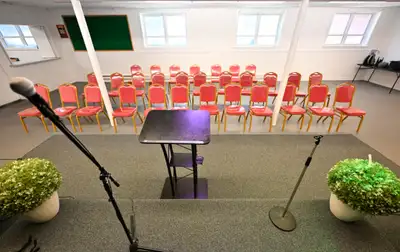 Bright airy & spacious meeting space with kitchen. The meeting space can sit a maximum of 75 people,...