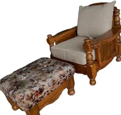 Chair, ottoman, new cushions,  1  coffee table, and 2 small tabl, View more