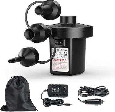 3 Types of Nozzles with Secure Locks:The air pump has 3 different size of nozzles-S (0.28''), M (0.5...
