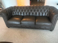 Genuine Leather Couch - Chocolate Brown