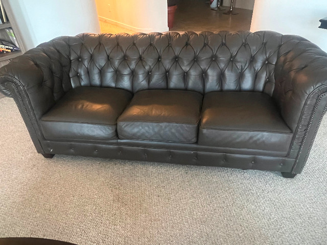 Genuine Leather Couch - Chocolate Brown in Couches & Futons in Edmonton