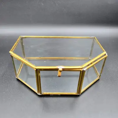 Vintage Glass Brass Curio Display Case Jewelry Trinkets MCM Read You Have Great Taste! Pick Up Only...