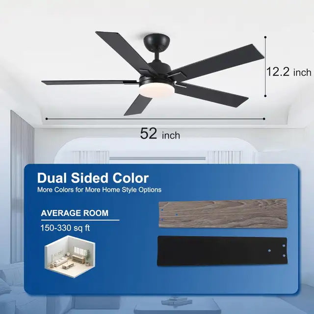 Rayqueen 52" Modern Ceiling Fan – DC Motor, LED Light, Remote Co in Indoor Lighting & Fans in Mississauga / Peel Region - Image 10