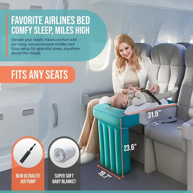 NEW Airplane Bed for Baby; Inflatable, w/ Pump, Belt, Repair Kit in Cribs in Mississauga / Peel Region - Image 3