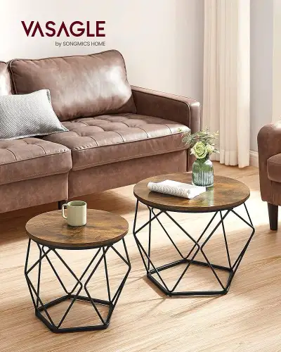 Steel frame Small Coffee Table Set of 2, Round Coffee Table , View more