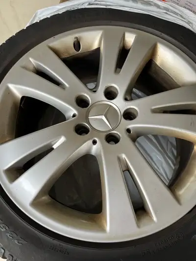 Four 17” 2009 Mercedes rims. 235/45/R17 Pirelli winter tires have 2-3 seasons on them. Pick up only.